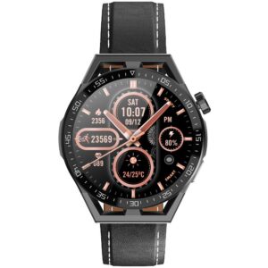 Smartwatch Rubicon RNCE88-1 Czarny- Czarny Pasek Silikonowy + Czarny Pasek Skórzany