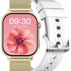 Smartwatch Damski GRAVITY GT15-10 Biały Pasek Silikonowy + Złota Bransoleta