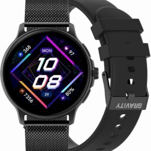 Smartwatch Damski GRAVITY GT12-1 Czarny Pasek Silikonowy + Czarna Bransoleta