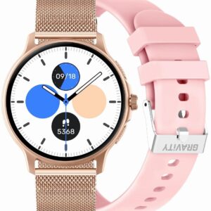 Smartwatch Damski GRAVITY GT12-3 Różowy Pasek Silikonowy + Bransoleta Różowe Złoto